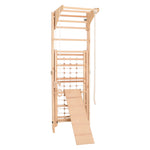 RINAGYM Kletterwand Indoor – Sprossenwand aus Holz mit Kletterseil – für gemeinsames Heimtraining von die ganze Familie – An…