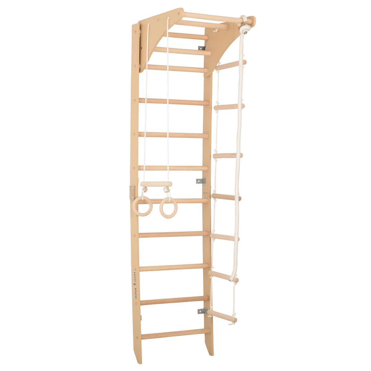 Indoor-Fitnesswand für Zuhause – Sprossenwand mit Reck, Kletterseil, Turnringen & Seilleiter für die ganze Familie – Ansicht…