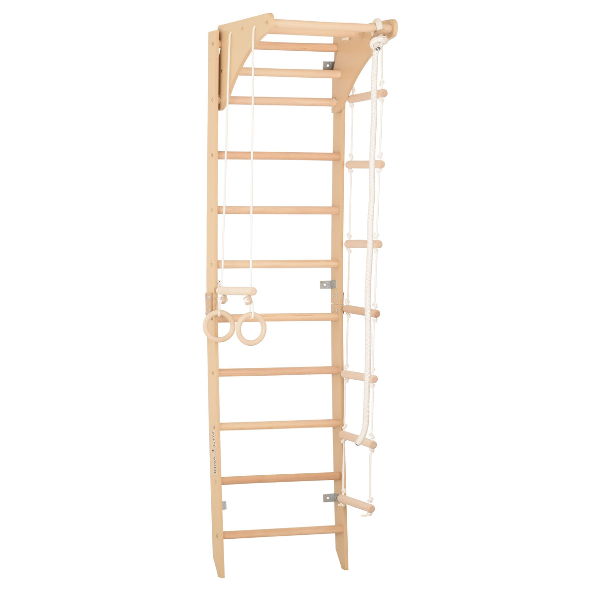 Indoor-Fitnesswand für Zuhause – Sprossenwand mit Reck, Kletterseil, Turnringen & Seilleiter für die ganze Familie – Ansicht…