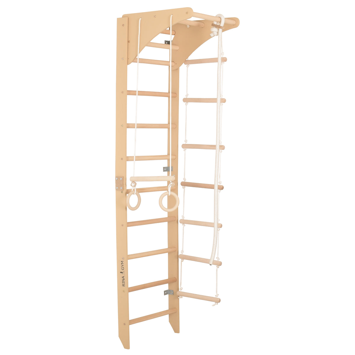 Indoor-Fitnesswand für Zuhause – Sprossenwand mit Reck, Kletterseil, Turnringen & Seilleiter für die ganze Familie – Ansicht…