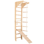 Sprossenwand für Heimtraining mit höhenverstellbarem Reck und zweiseitiger Kletterrampe – Indoor Fitnessgerät für die ganze…