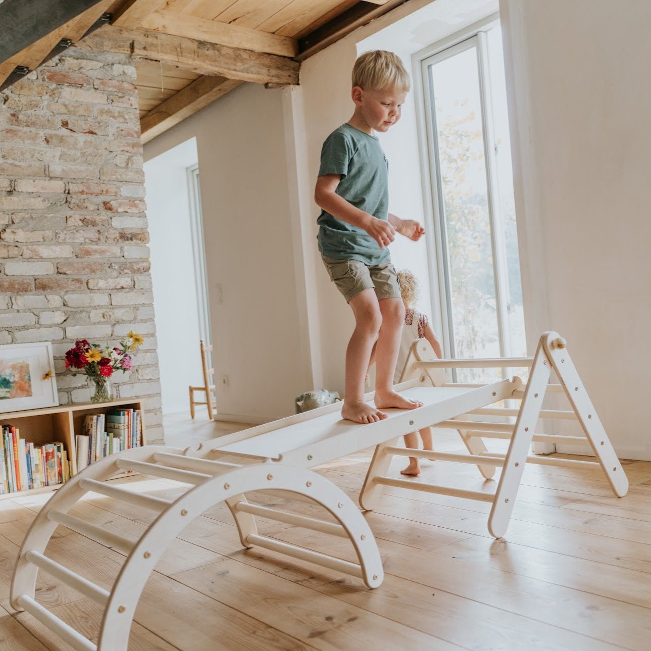 höhenverstellbares Kletterdreieck - Set ZICKENLING SET | 5 - fach verstellbar | 60cm| Dreieck + Rutsche + Bogen - Kletterling – einfach Kind sein