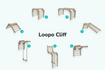 Sprossenwand LOOPO CLIFF + Schaukel – Übersicht der Aufbauvarianten