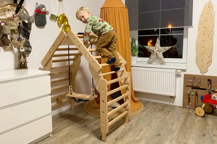 Sprossenwand | EMMA HAUS | 180 kg belastbar | 0–10 Jahre | 3 - in - 1 Spielset - Kletterling – einfach Kind sein
