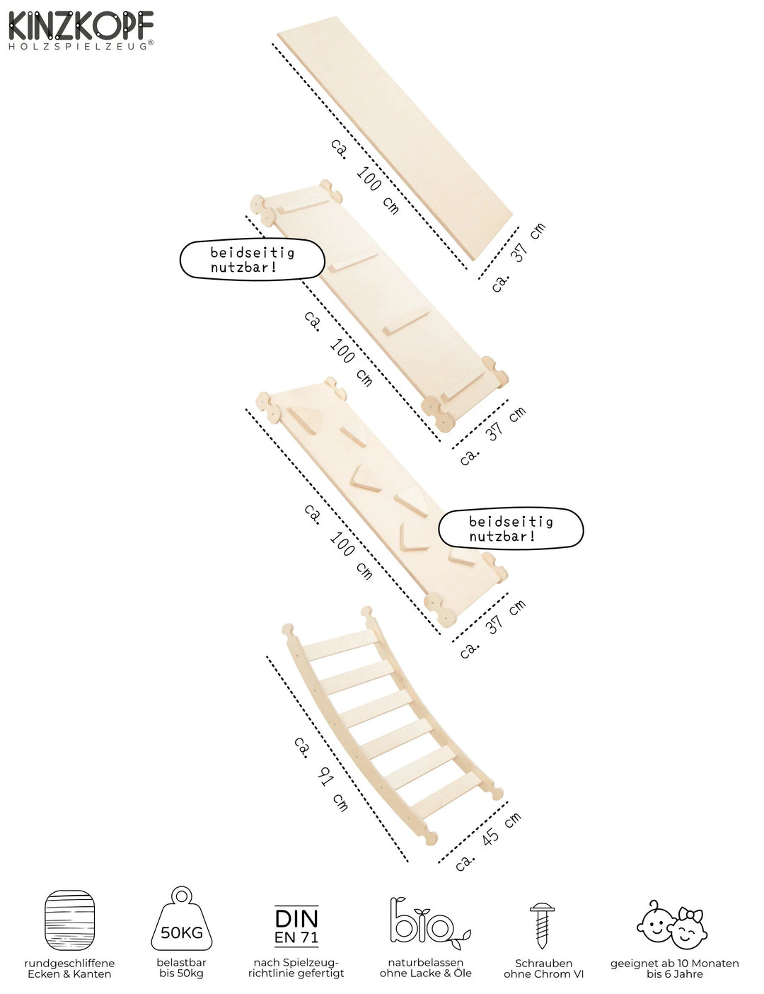Klettergerüst ZAUBERBERG KLEIN | 2 Module | Sprossenstieg + Bogen | 51 cm | Zubehör erhältlich | erweiterbar - Kletterling – einfach Kind sein