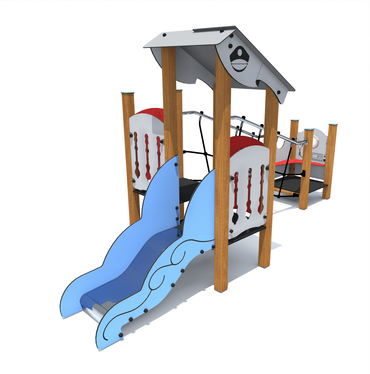 Klotergerüst PLAYGROUND 304 | 4 verschidden Designen | Sécher a kompakt Spillgeräter fir Kannergärten (Alter 3 bis 6 Joer)