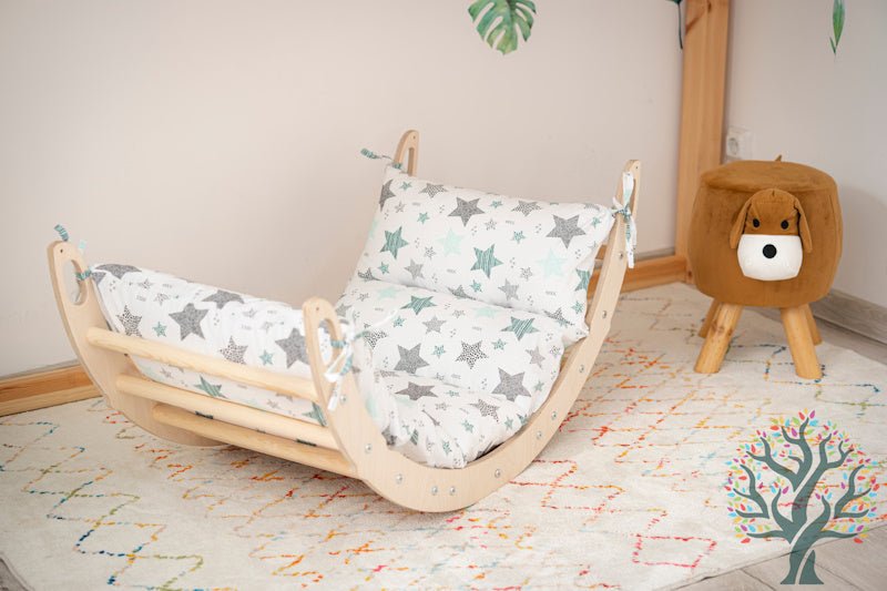 Kletter - Set 3in1 (Medium) - Wippe, klappbares Dreieck & Klettersteig - Für Kinder ab ca. 2 Jahren - Förderung der Motorik und Kreativität - Kletterling – einfach Kind sein