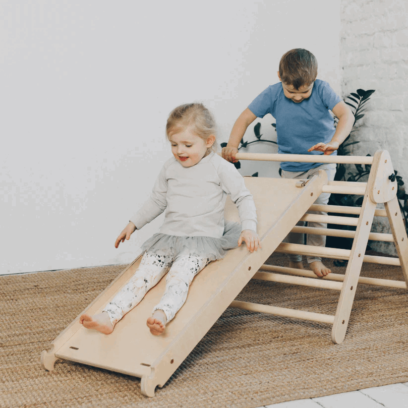 Spielset "Classic" natur - Kletterdreieck mit Kletterrutsche - Kletterling – einfach Kind sein