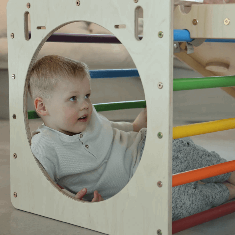 Spielset "Freunde" bunt - Kletterwürfel mit einer Kletter - und Rutschrampe - Kletterling – einfach Kind sein