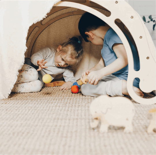 Spielset "Dynamik" pastell - Montessori - Bogen mit Rutsche und Kissen - Kletterling – einfach Kind sein