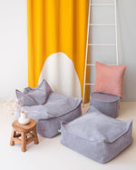 wigiwama Sitzkissen Ottoman in Blaugrau aus Cord - Kletterling – einfach Kind sein