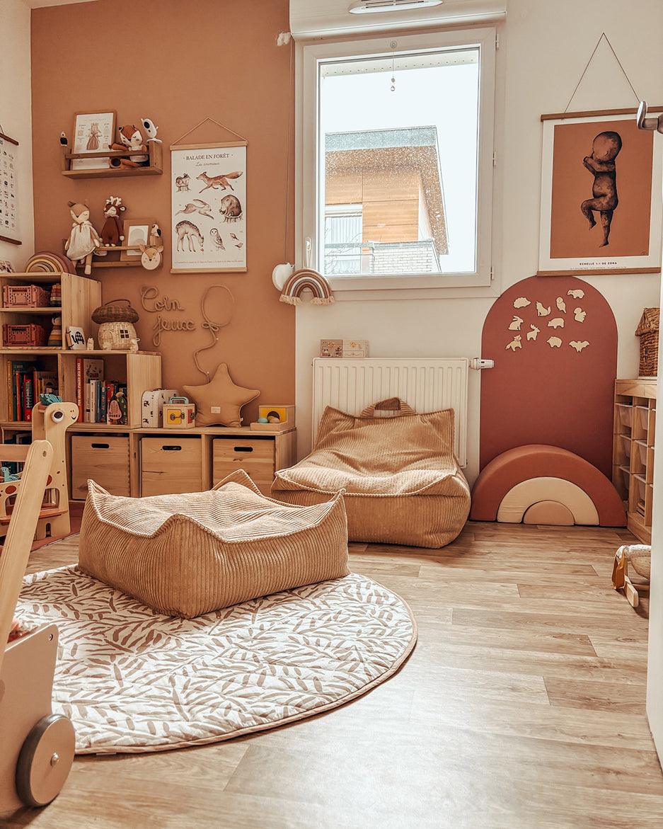 wigiwama Sitzkissen Ottoman in Beige aus Cord - Kletterling – einfach Kind sein