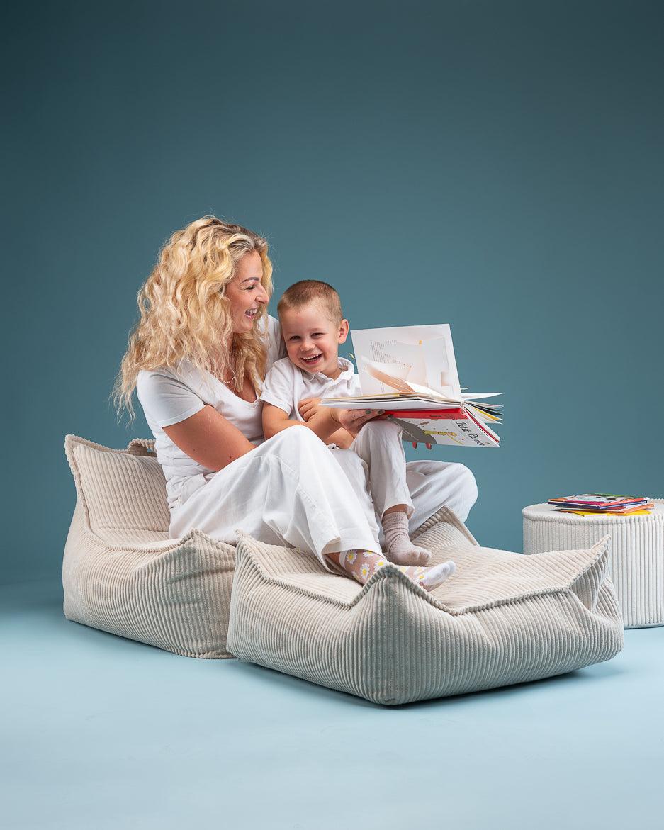 wigiwama Sitzkissen Ottoman in Creme aus Cord - Kletterling – einfach Kind sein