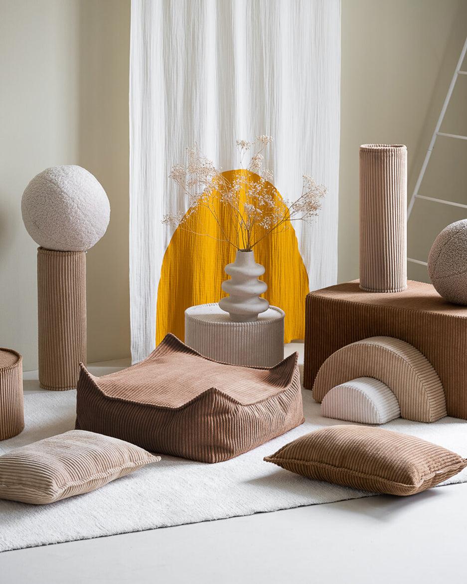 wigiwama Sitzkissen Ottoman in Toffee aus Cord - Kletterling – einfach Kind sein