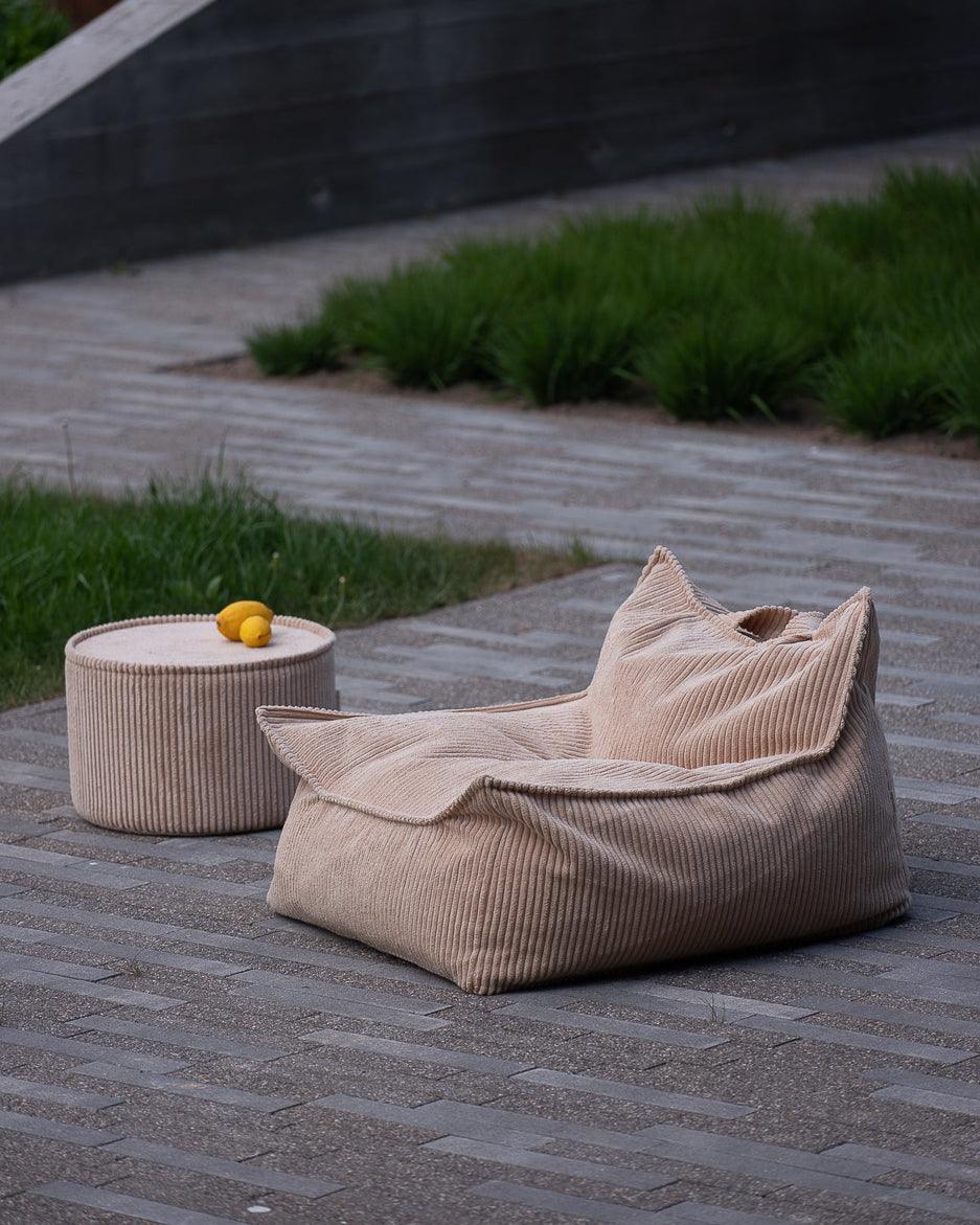 wigiwama Sitzsack Sessel in Beige aus Cord - Kletterling – einfach Kind sein