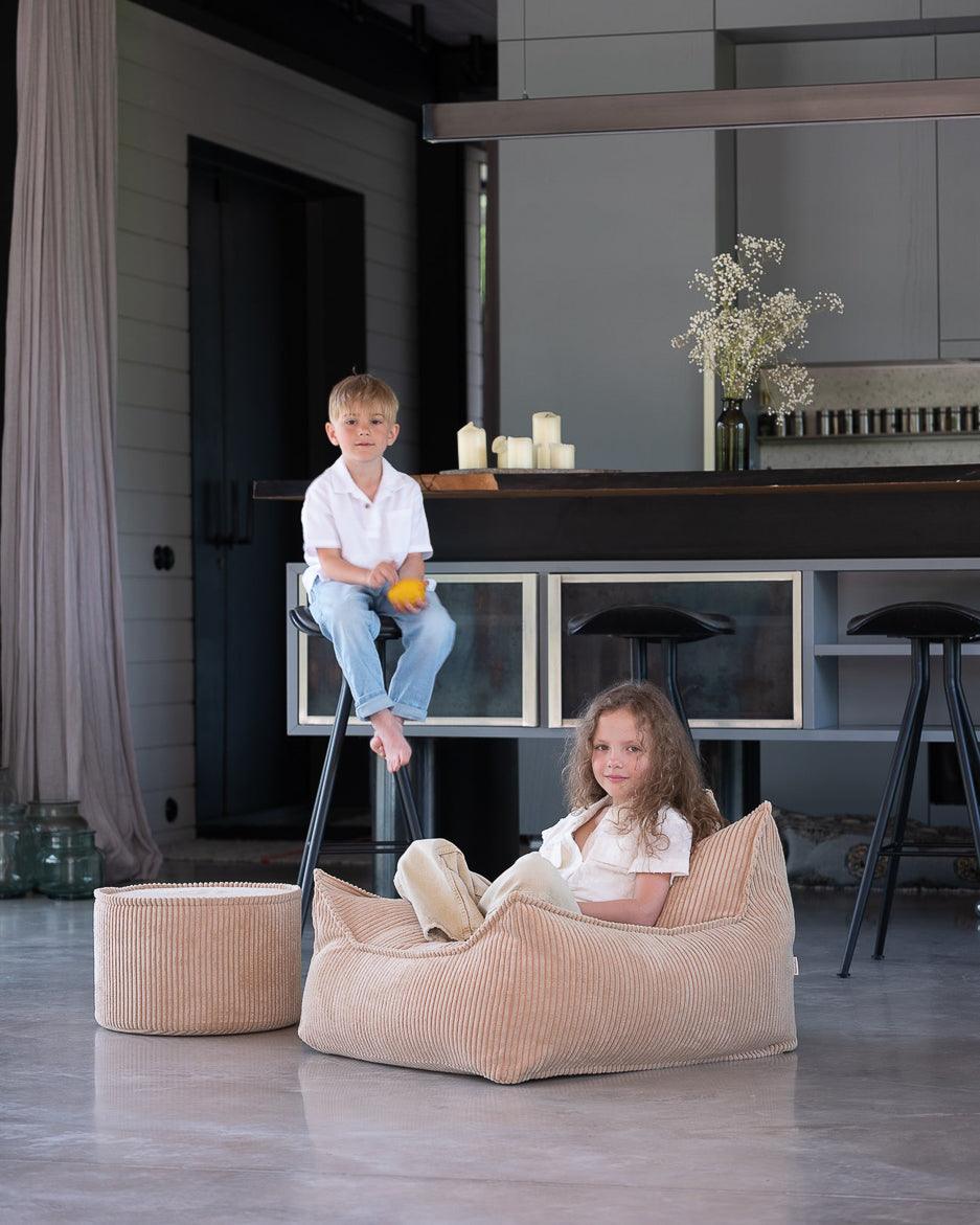 wigiwama Sitzsack Sessel in Beige aus Cord - Kletterling – einfach Kind sein
