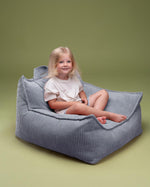 wigiwama Sitzsack Sessel in Blaugrau aus Cord - Kletterling – einfach Kind sein