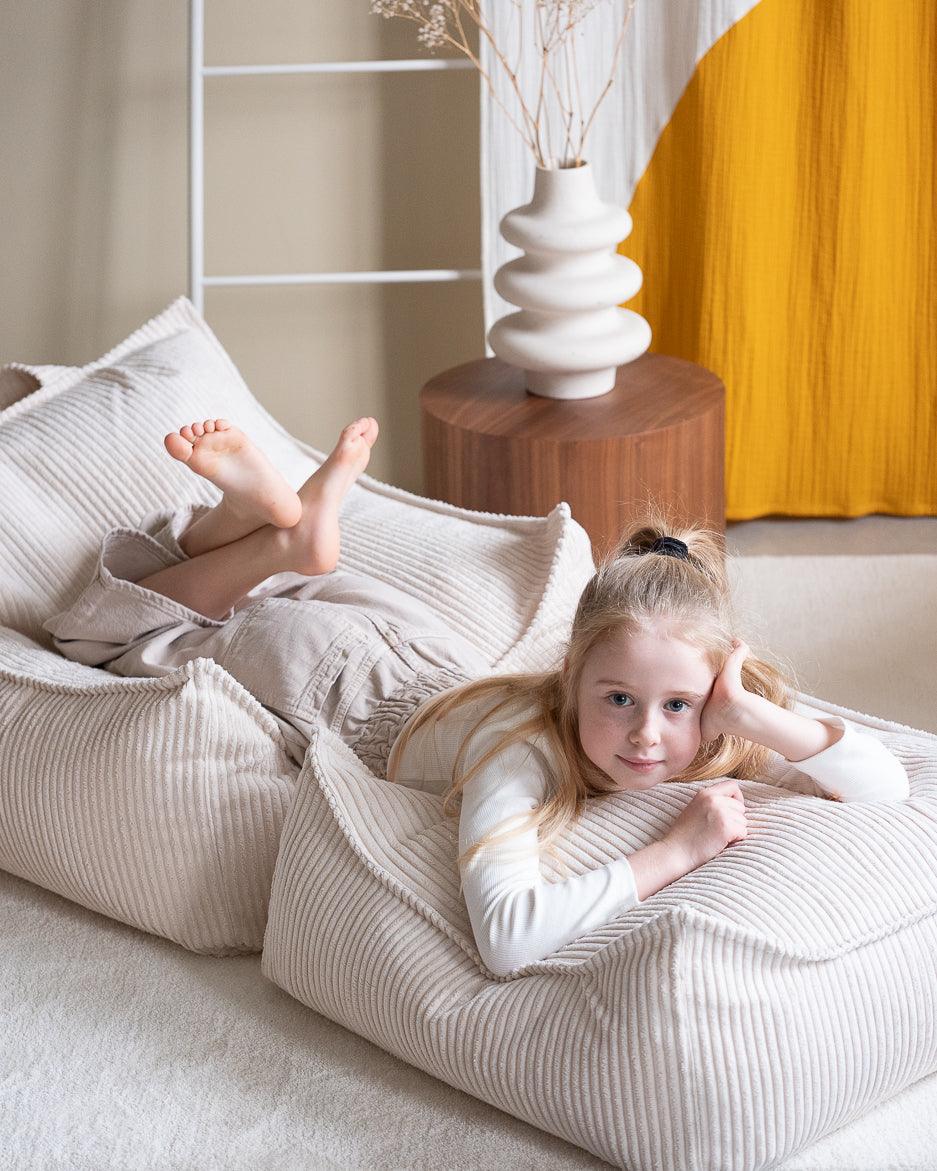 wigiwama Sitzkissen Ottoman in Creme aus Cord - Kletterling – einfach Kind sein