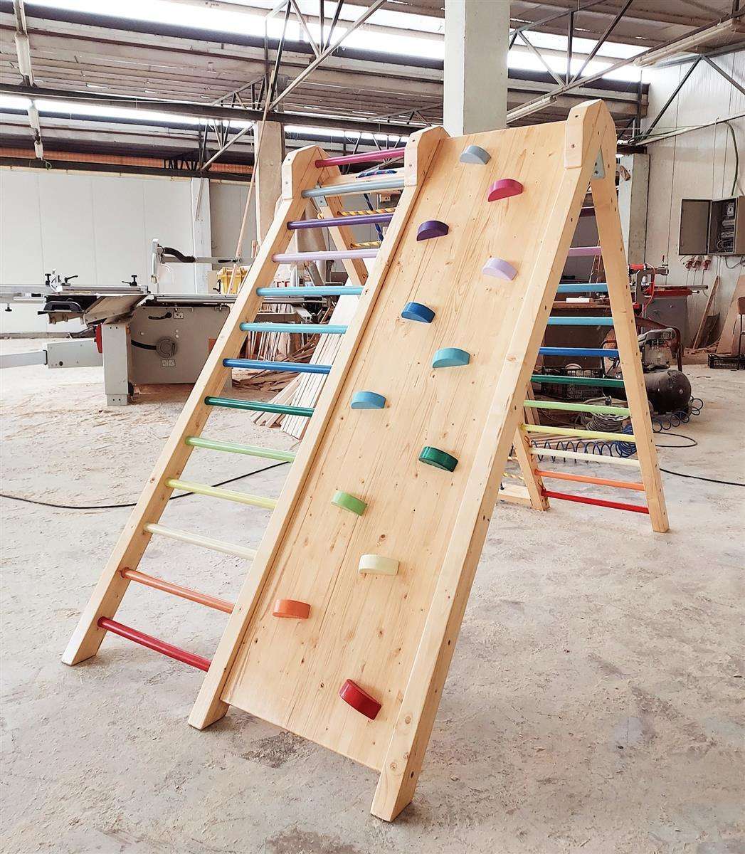 140cm hohes Klettergerüst mit 4 Kletterrouten für Drinnen und Draußen - Kletterling – einfach Kind sein