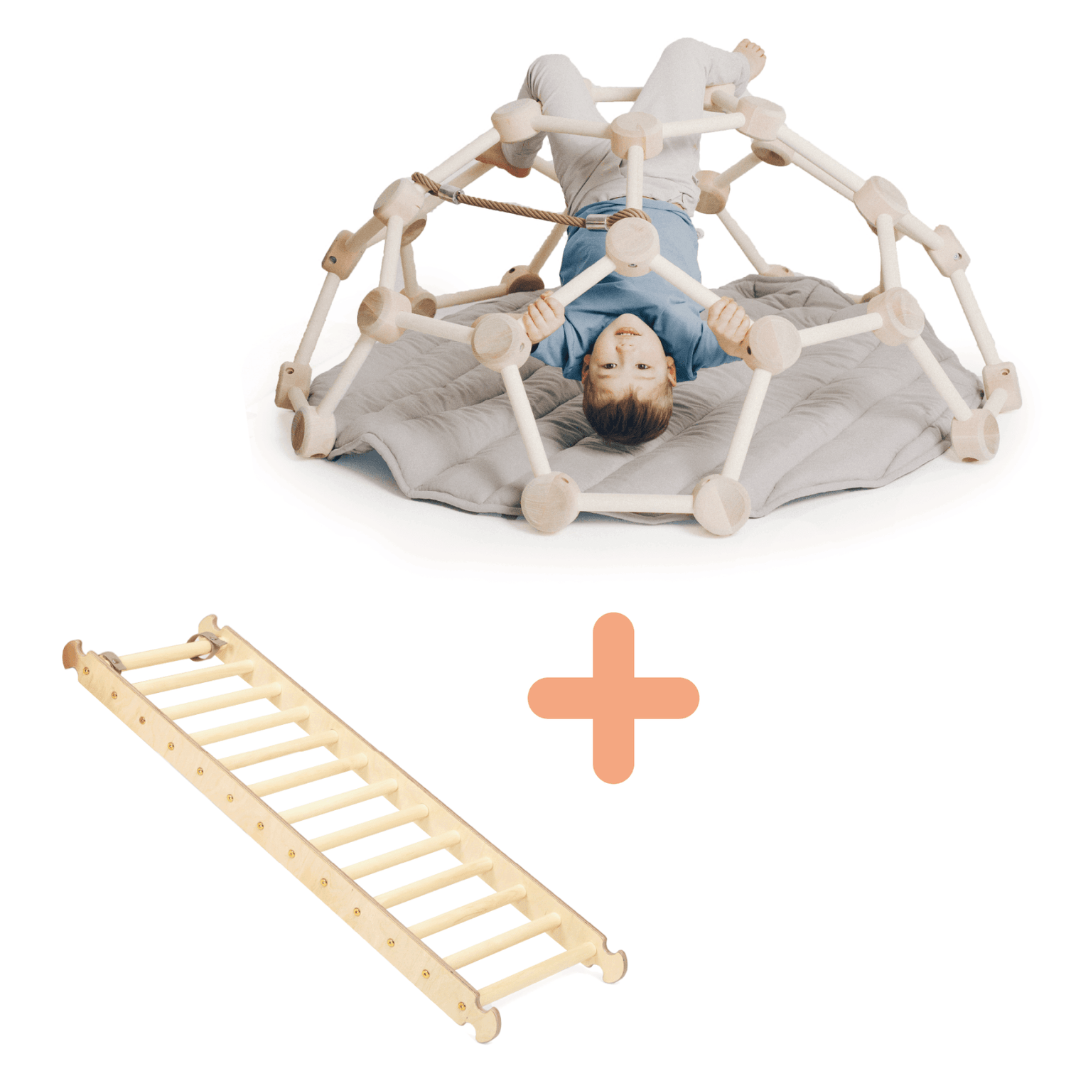 Spielset "Abenteuer" - Kletterkuppel + Bodenkissen + Kletterleiter - Kletterling – einfach Kind sein