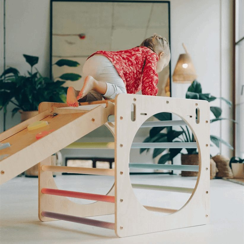 Spielset "Neugierde" pastell - Kletterwürfel mit Kletterrutsche - Kletterling – einfach Kind sein
