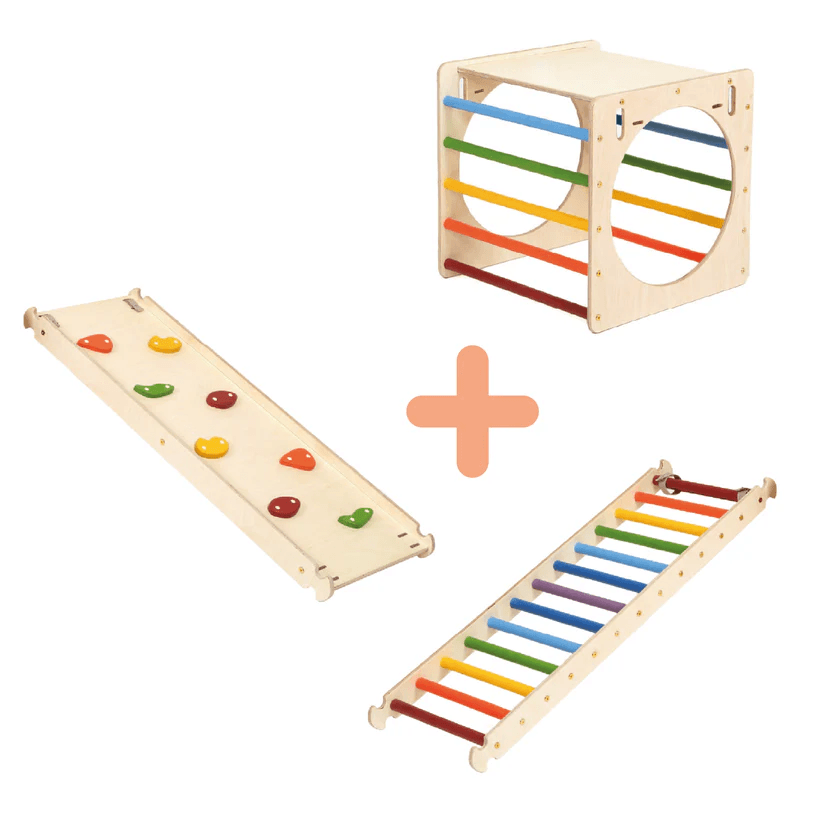 Spielset "Freunde" bunt - Kletterwürfel mit einer Kletter - und Rutschrampe - Kletterling – einfach Kind sein