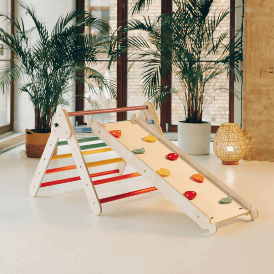 Spielset "Classic" natur - Kletterdreieck mit Kletterrutsche - Kletterling – einfach Kind sein