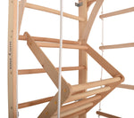Kletterwand für die ganze Familie – Klettergerüst Indoor aus Holz mit Wand-Reck, Stange, Gymnastikringen, Kletterseil, schwe…