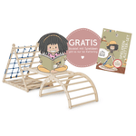 3er Set LEMURENLING UP | dreiseitiges Kletterdreieck (Orang - Utan 87cm) mit Rutsche & Hörnchen Wippe - Kletterling – einfach Kind sein