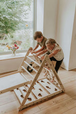3er Set LEMURENLING UP | dreiseitiges Kletterdreieck (Orang - Utan 87cm) mit Rutsche & Hörnchen Wippe - Kletterling – einfach Kind sein