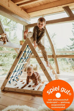 Kletterdreieck ORANG - UTAN UP | 3 - seitig | 87cm | mit Netz, Sprossen - und Kletterseite - Kletterling – einfach Kind sein