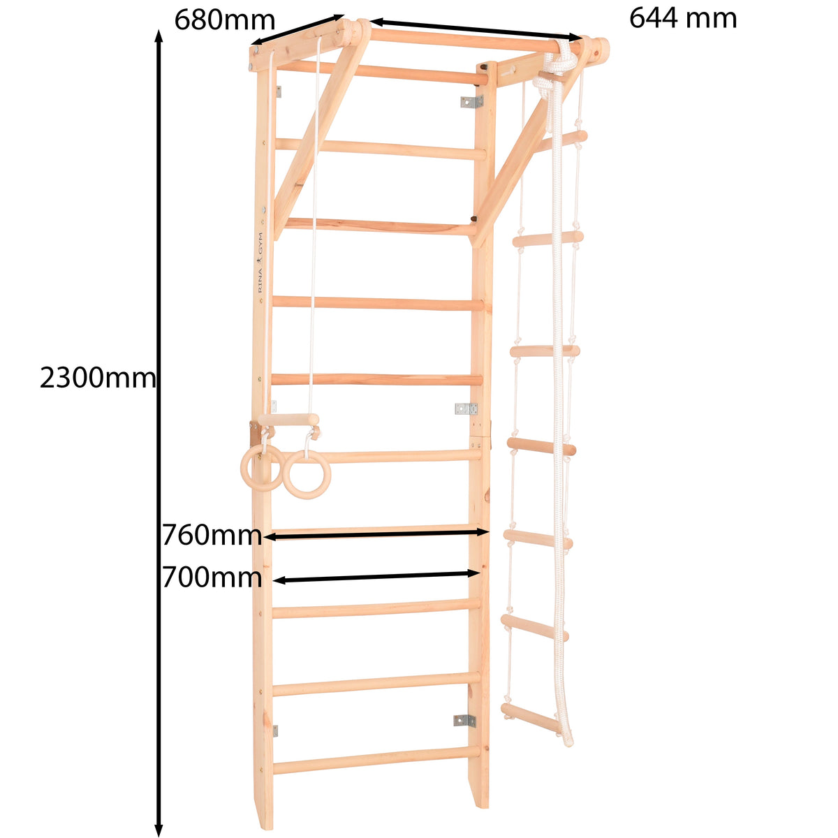 RINAGYM SPORT 2 Sprossenwand Natur – Ansicht 2