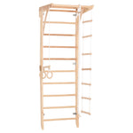Kletterwand für die ganze Familie – Klettergerüst Indoor aus Holz mit Wand-Reck, Stange, Gymnastikringen, Kletterseil, schwedischer Leiter –  sicherem Lack – Ansicht 8