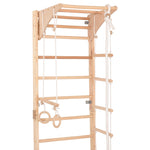 Kletterwand für die ganze Familie mit höhenverstellbarem Reck-Indoor Klettergerüst aus Holz - Wand-Reck, Stange, Gymnastik-Ringe, Kletterseil - Kombi 2 mit sicherem Lack – Ansicht 8
