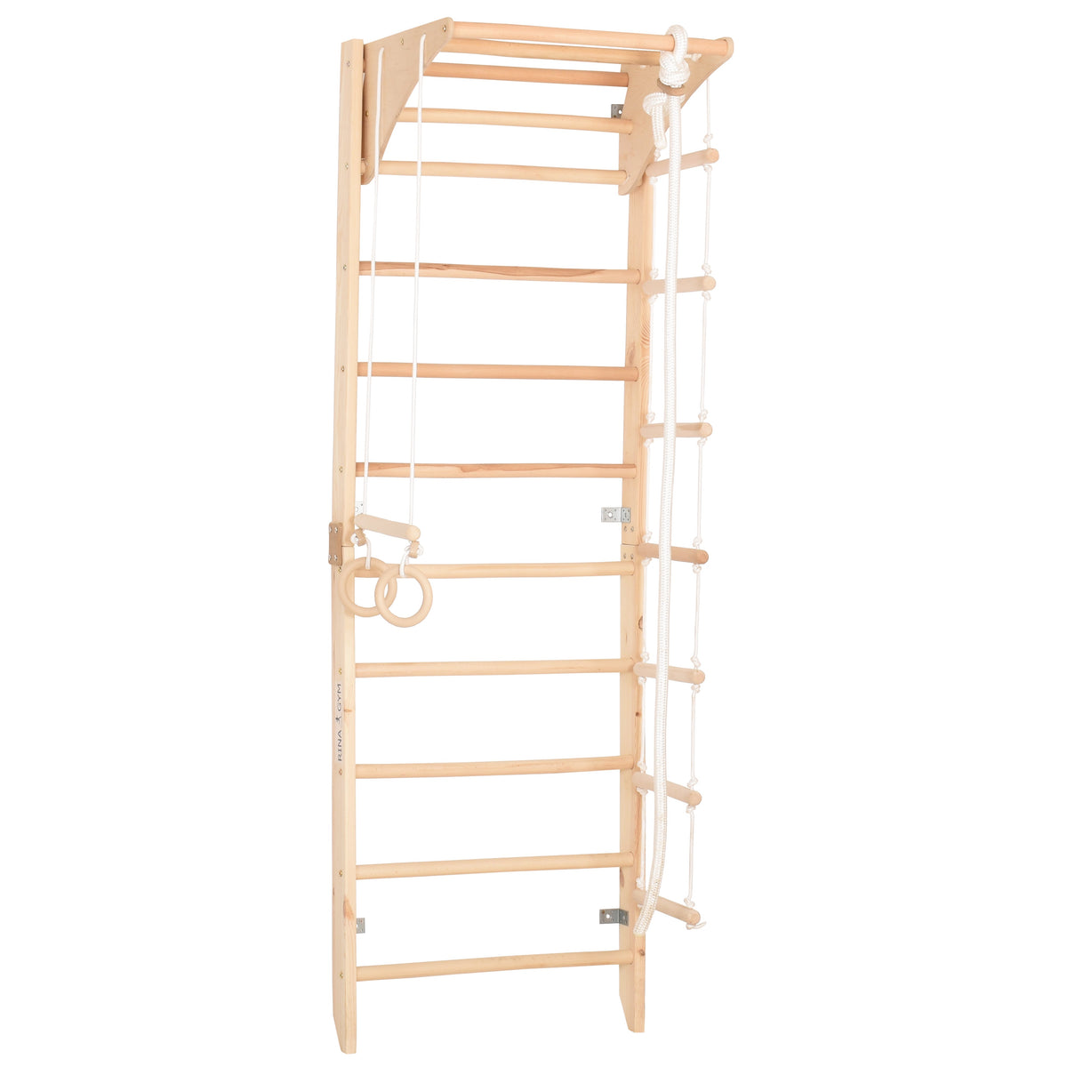 Kletterwand für die ganze Familie mit höhenverstellbarem Reck-Indoor Klettergerüst aus Holz - Wand-Reck, Stange, Gymnastik-Ringe, Kletterseil - Kombi 2 mit sicherem Lack – Ansicht 10