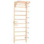 Kletterwand für die ganze Familie mit höhenverstellbarem Reck-Indoor Klettergerüst aus Holz - Wand-Reck, Stange, Gymnastik-Ringe, Kletterseil - Kombi 2 mit sicherem Lack – Ansicht 10