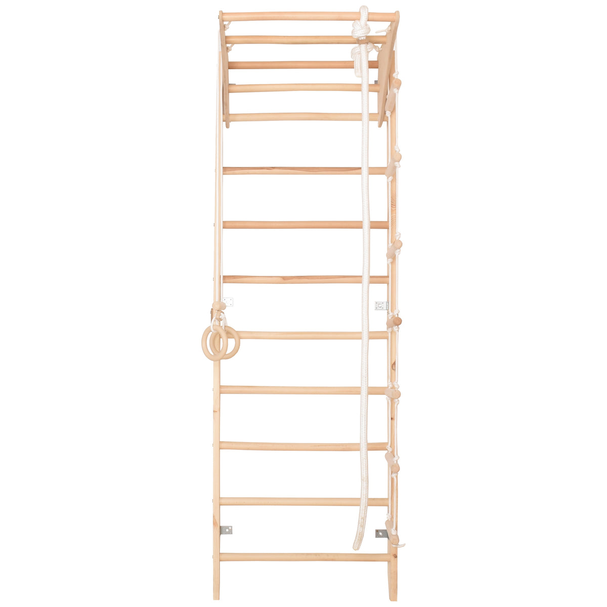 Kletterwand für die ganze Familie mit höhenverstellbarem Reck-Indoor Klettergerüst aus Holz - Wand-Reck, Stange, Gymnastik-Ringe, Kletterseil - Kombi 2 mit sicherem Lack – Ansicht 11