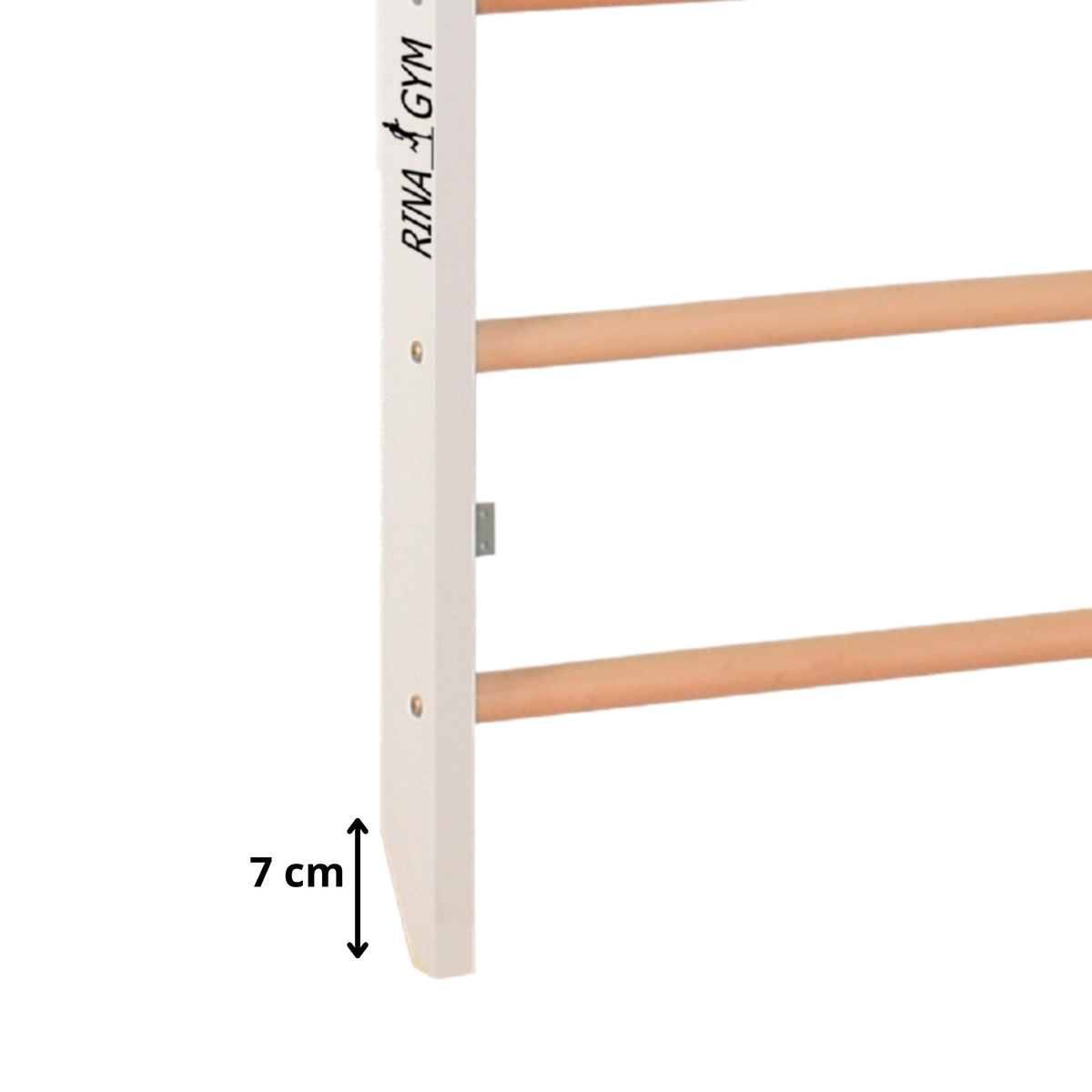 Sprossenwand mit Klimmzugstange, Dip-Barren, Ringen & Kletterrampe – PRO 3 weiß | RINAGYM – Ansicht 6