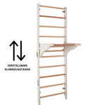 Sprossenwand mit Klimmzugstange, Dip-Barren, Ringen & Kletterrampe – PRO 3 weiß | RINAGYM – Ansicht 10