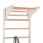Sprossenwand mit Dip-Barren und abnehmbarer Klimmzugstange – Modell PRO PURE weiß, verstärkte Konstruktion für das Training zu Hause – Ansicht 12