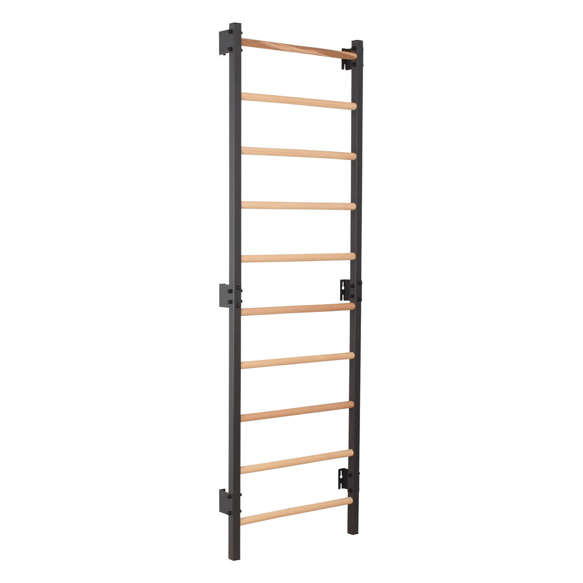 Metallische Sprossenwand STEEL 1 – Graphit mit Buchenholzsprossen | RINAGYM – Ansicht 1
