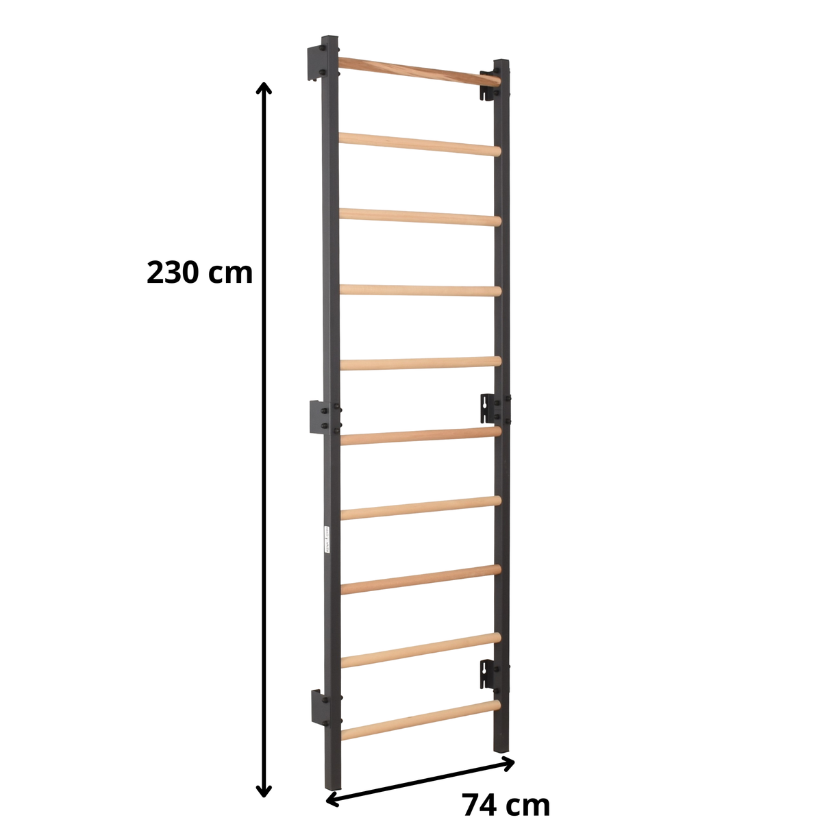 Metallische Sprossenwand STEEL 1 – Graphit mit Buchenholzsprossen | RINAGYM – Ansicht 2