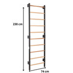 Metallische Sprossenwand STEEL 1 – Graphit mit Buchenholzsprossen | RINAGYM – Ansicht 2