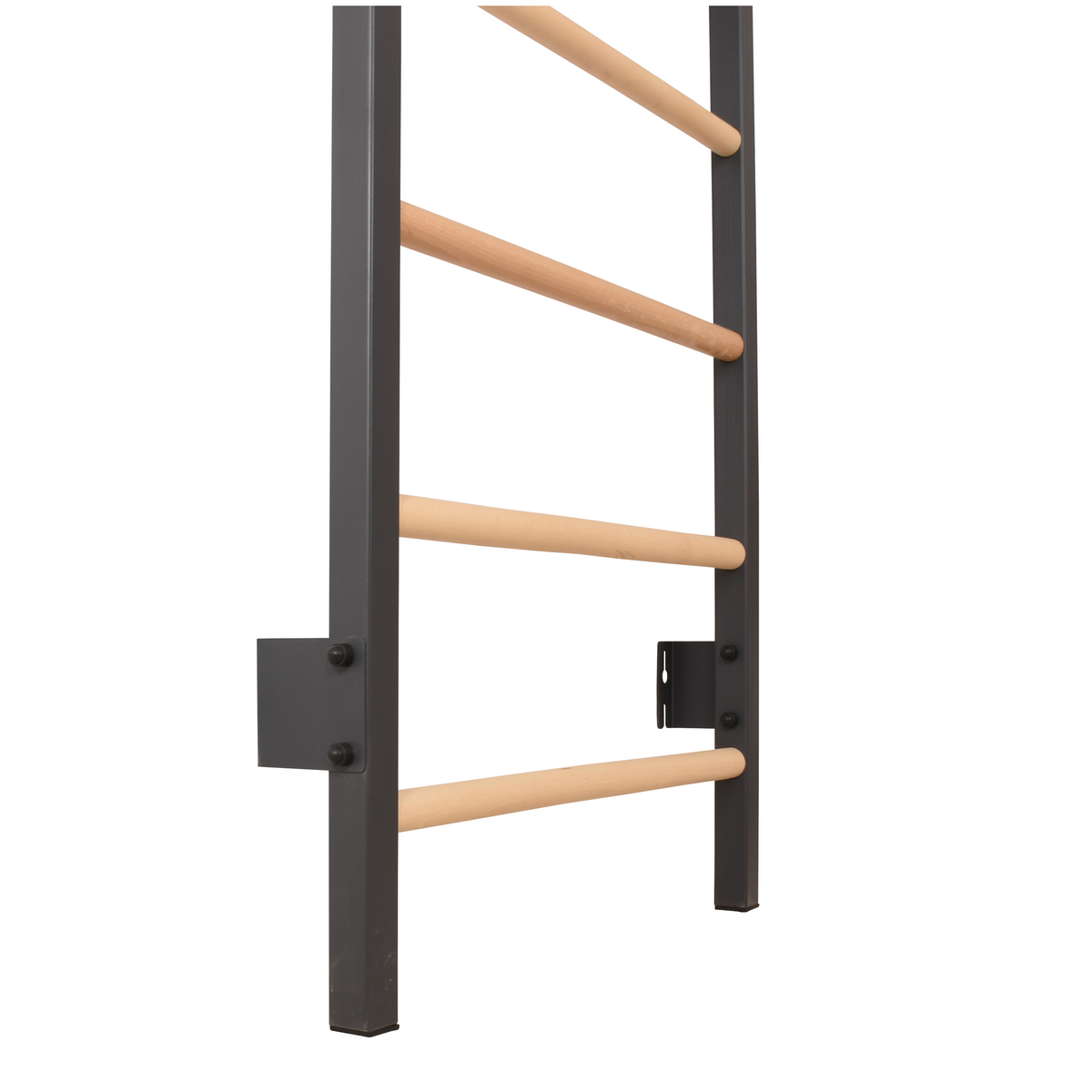 Metallische Sprossenwand STEEL KOM 2 – Graphit mit Klimmzugstange, Ringen und Strickleiter | RINAGYM – Ansicht 6