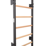 Metallische Sprossenwand STEEL KOM 2 – Graphit mit Klimmzugstange, Ringen und Strickleiter | RINAGYM – Ansicht 12