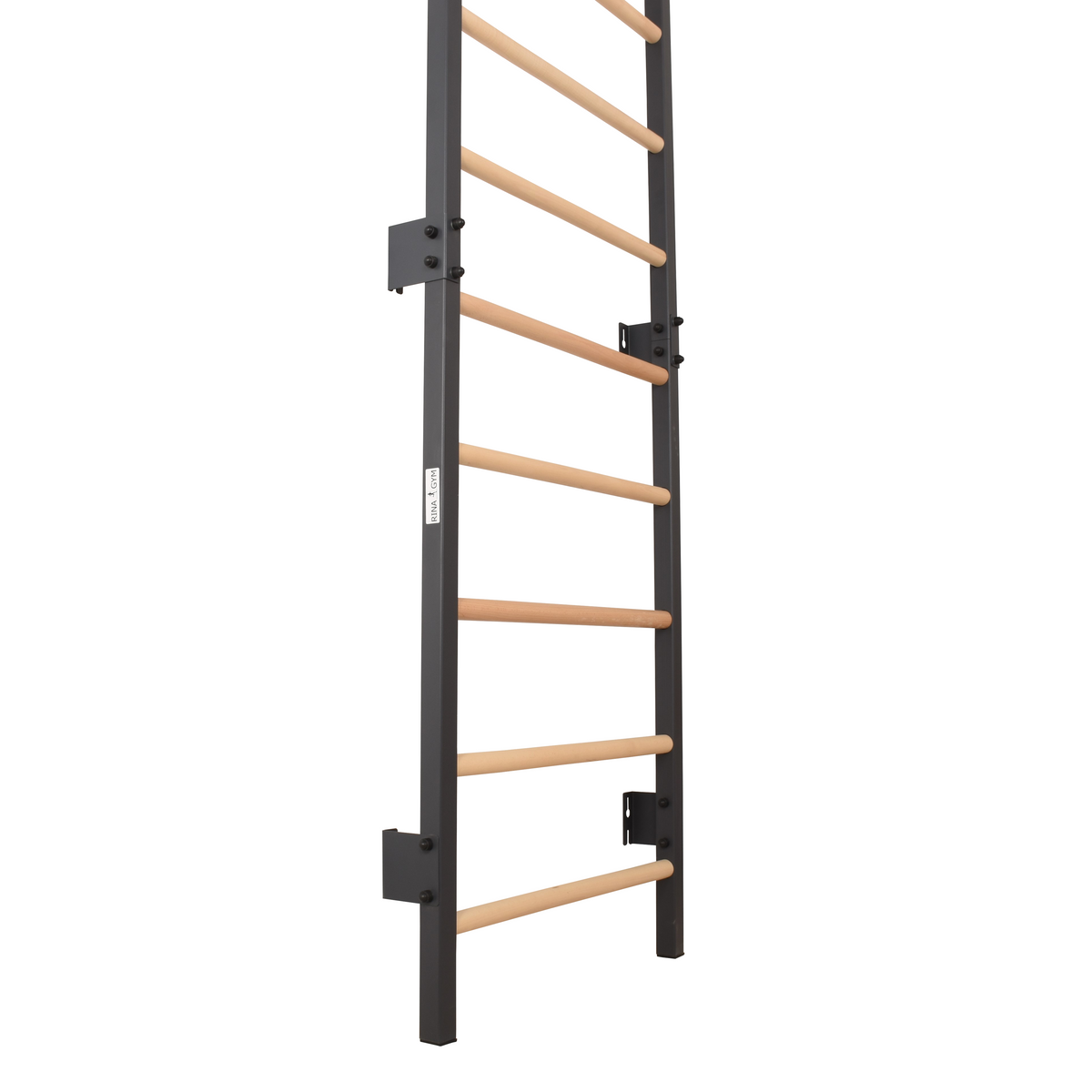 Metallische Sprossenwand STEEL KOM 2 – Graphit mit Klimmzugstange, Ringen und Strickleiter | RINAGYM – Ansicht 13