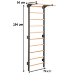 Metallische Sprossenwand STEEL PURE mit Klimmzugstange – Graphit | RINAGYM – Ansicht 2