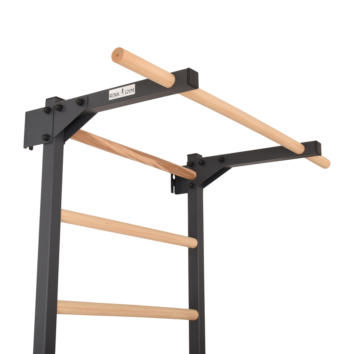 Metallische Sprossenwand STEEL PURE mit Klimmzugstange – Graphit | RINAGYM – Ansicht 19