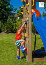 Spielturm für bis zu 7 Kinder - Klettergerüst Carol 2 - teak - Kletterling – einfach Kind sein