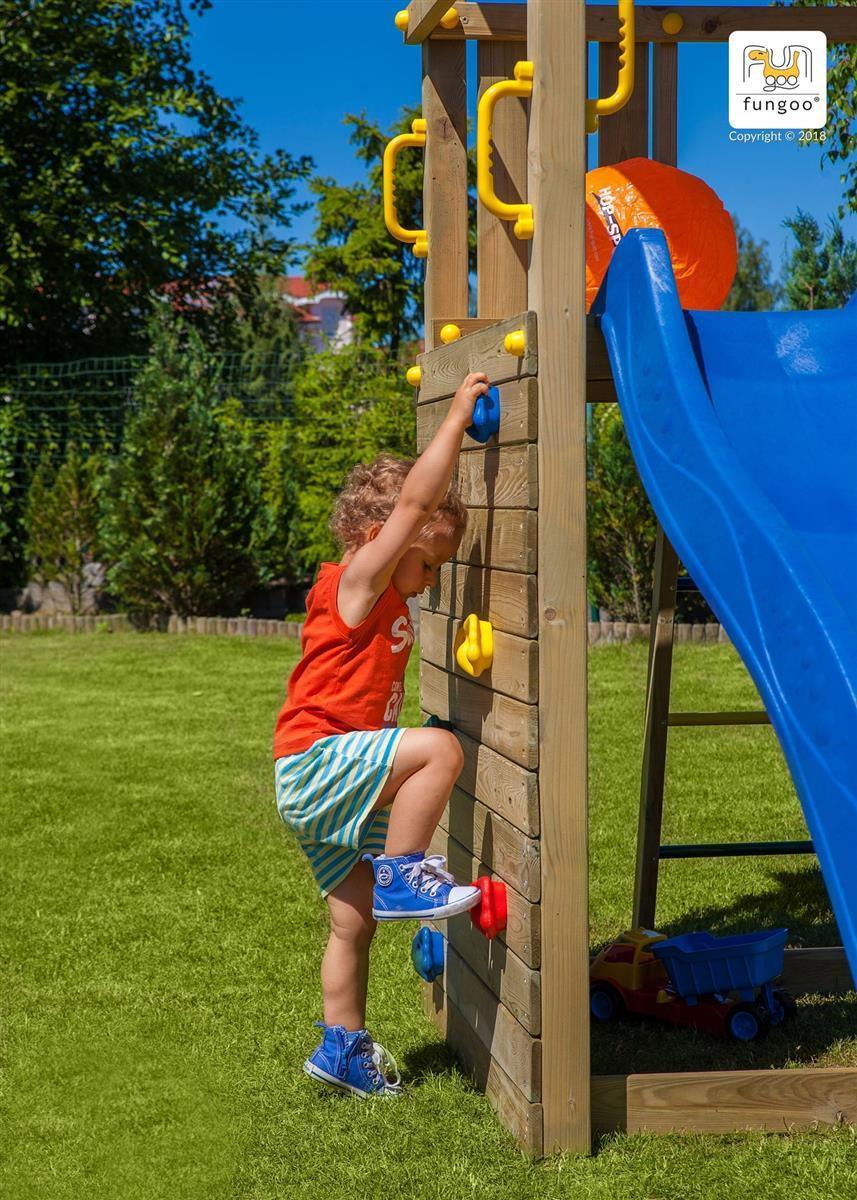 Spielturm für bis zu 7 Kinder - Klettergerüst Carol 2 - teak - Kletterling – einfach Kind sein